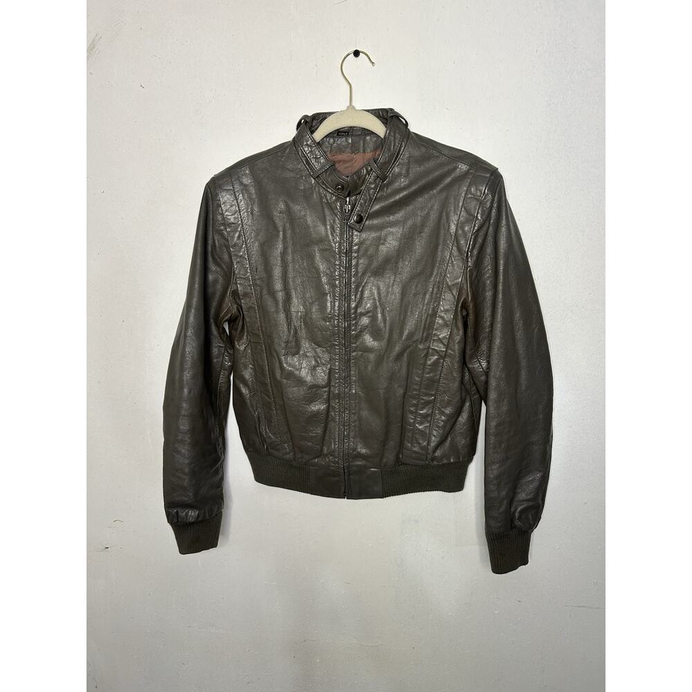 Vintage Wilson's Suede Leather Motorcycle Coat Biker Men's Gray Jacket Size 40